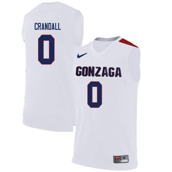 Men Gonzaga Bulldogs #0 Geno Crandall College Basketball Jerseys Sale-White